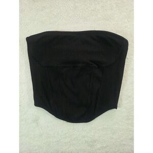 NWT PINK Victoria's Secret Black Ribbed Bralette Small Seamless Lounge